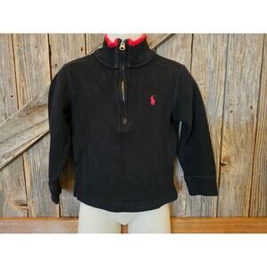 Polo size 2T black red 1/4 zip pullover knit sweater warm preppy boys winter